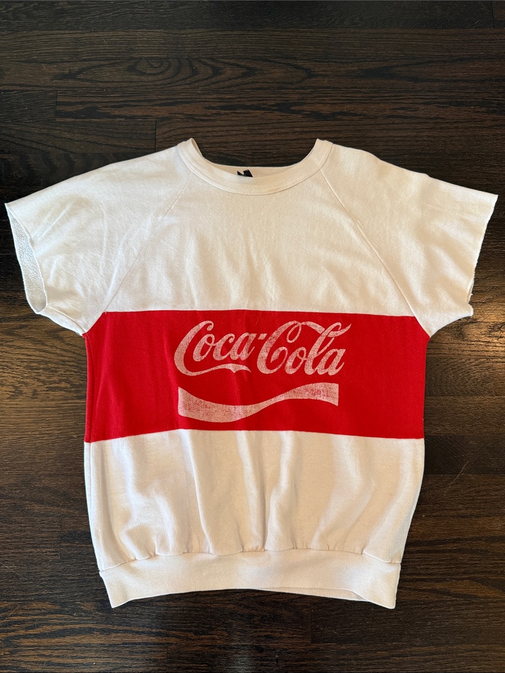 Coca Cola White and Red Logo Short Sleeve Sweatshirt